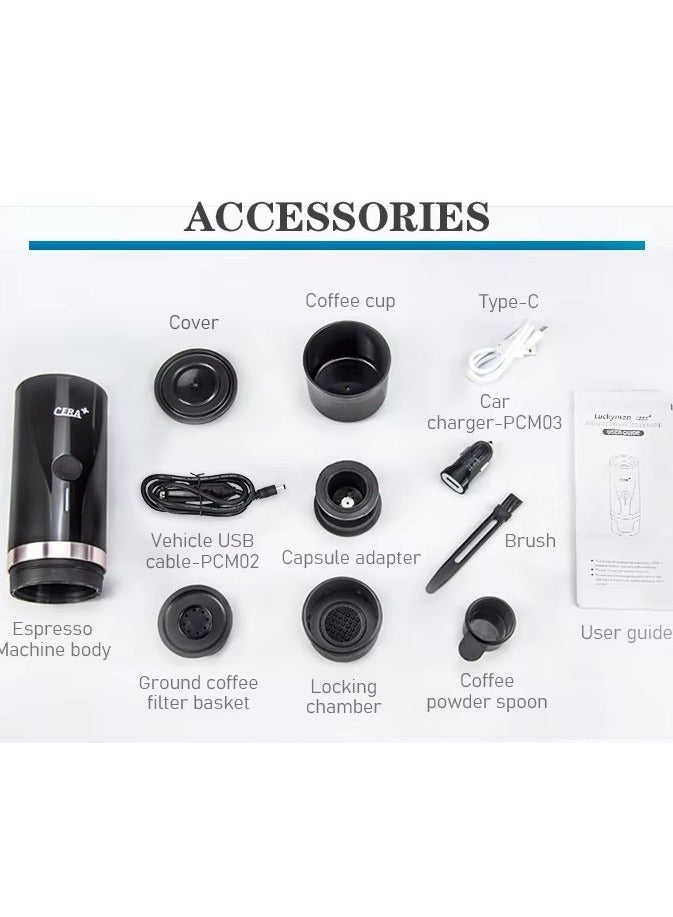 سيرابلس ماكينة صنع القهوة المحمولة 2 في 1 من سيرا بلس، ماكينة صنع قهوة إسبريسو صغيرة قابلة لإعادة الشحن مع وظيفة التسخين، 20 بار، للسفر والتخييم والمكتب والمنزل - Image 4